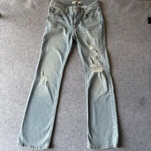 Levi's Superlow Boot Jeans 27 Light Blue Distressed Waterless Denim